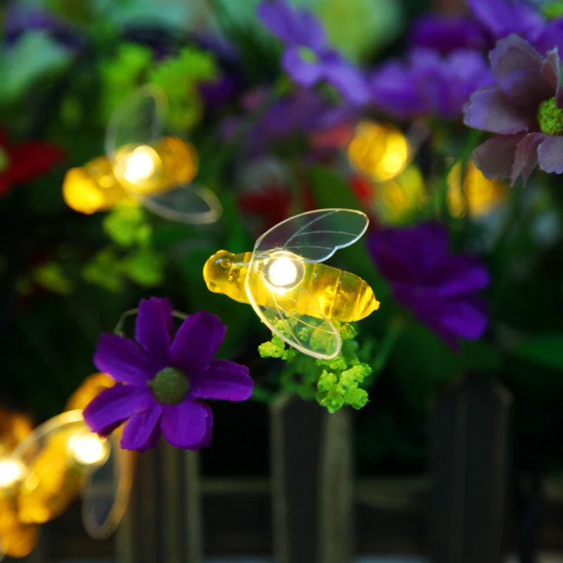 Цветная СВЕТОДИОДНАЯ Гирлянда в виде пчелы Рождественская гирлянда для свадьбы