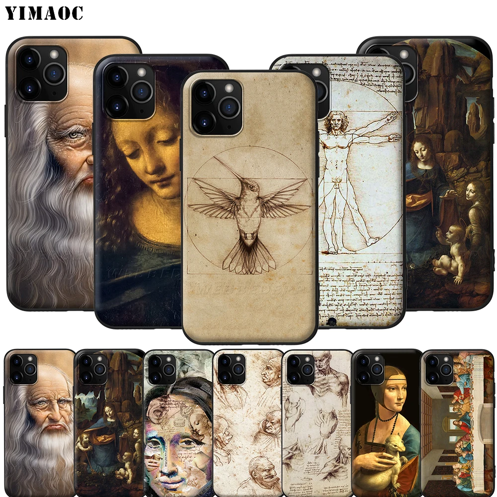 Мягкий силиконовый чехол YIMAOC Leonardo da Vinci для iPhone 12 Mini 11 Pro XS Max XR X 8 7 6 6S Plus 5 5S SE |