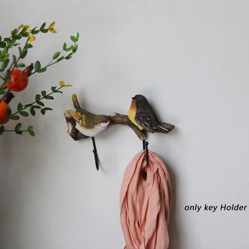 two birds 2 Ключница настенная Креативный рисунок птицы настенное крепление ключница минималистичный домашний крючок для склада зонтик маленькие вещи Органайзер украшение для дома - Цвет: two birds 2