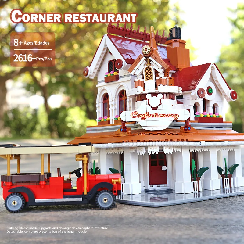 MOULD KING 11003 Streetview Building The MOC Paradise Corner Restaurant Model Blocks Bricks Kids Christmas Gifts Toys | Игрушки и хобби