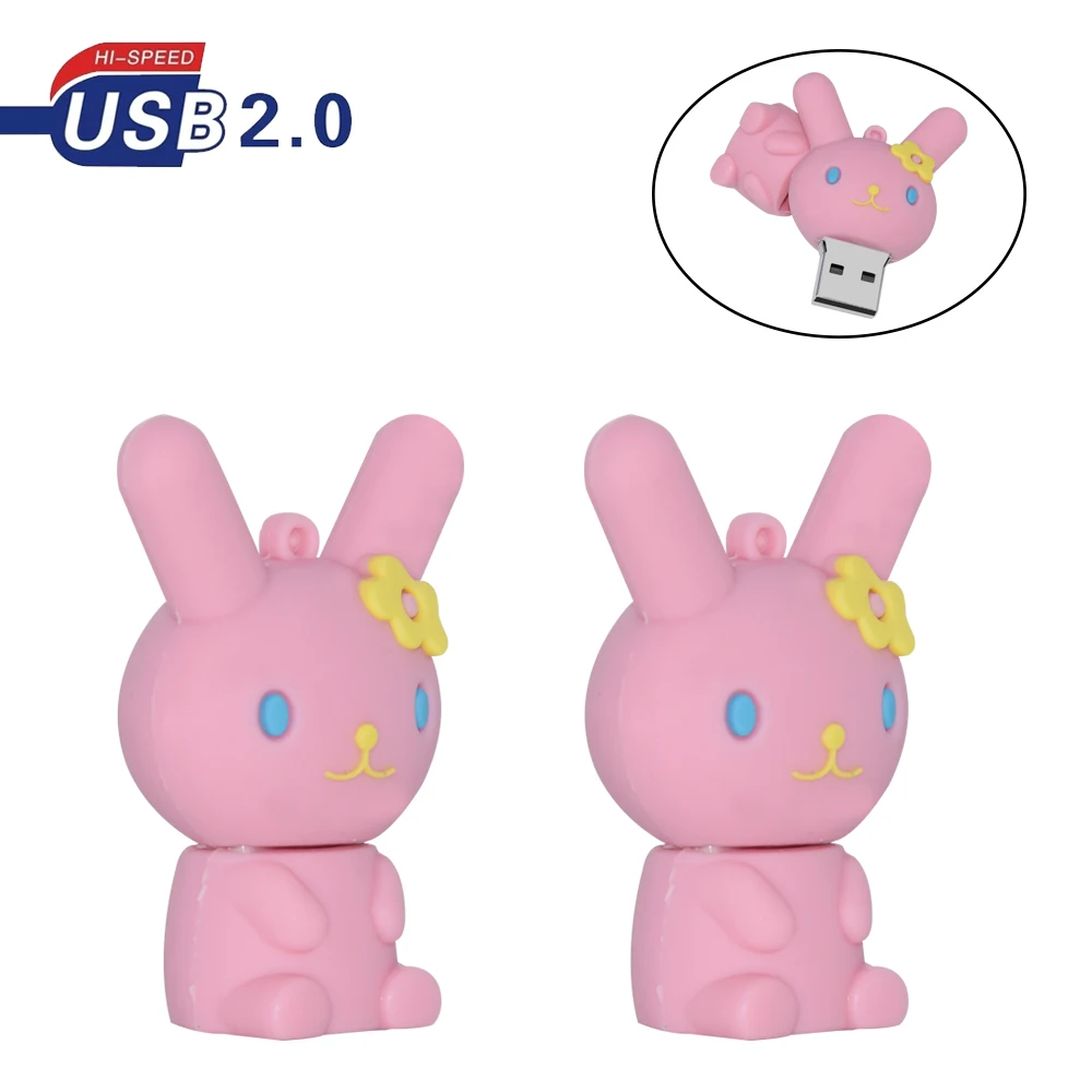

cartoon Pink rabbit USB Flash Drive 64gb Real Capacity Pendrive 2.0 High Speed cute Memory Stick 4GB 8GB 16GB 32GB Pen Drive