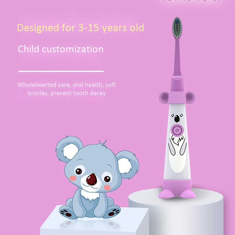 

Kids Electric Toothbrush Cartoon Pattern Double-Sided Brush Electric Toothbrush for Kids with 2Pcs Replacement Head