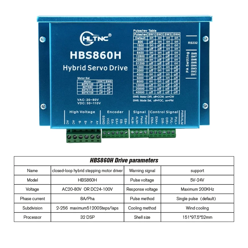 

Nema 34 12.5N.m Closed Loop Stepper Motor Kit Hybird Servo Driver HB860H HBS860H + 86HB250-156B 86 2 Phase Stepper Motor