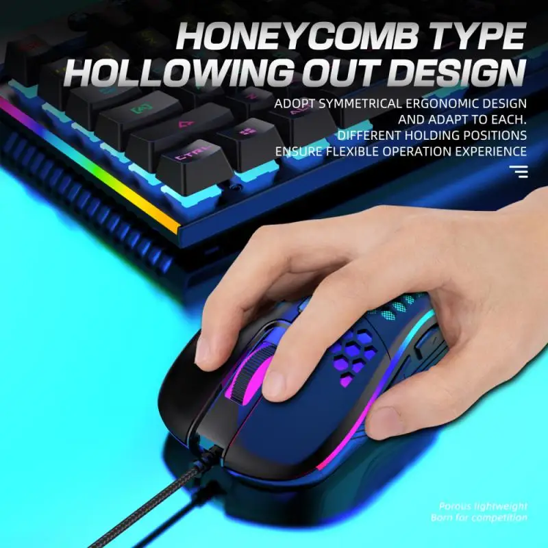 

New Gaming Mouse USB Wired Photoelectric LED Luminous With Honeycomb Shell Ergonomic Mice For Computer Office Laptop Game Mouse