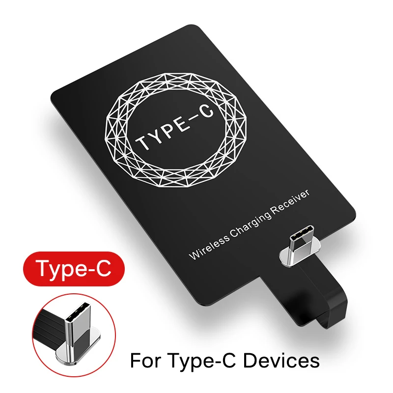 Type-C Qi беспроводной зарядный приемник для iPhone 7 6s Plus 5s Micro usb type C универсальное Быстрое беспроводное зарядное устройство для samsung huawei Xiaomi - Тип штекера: Type-C