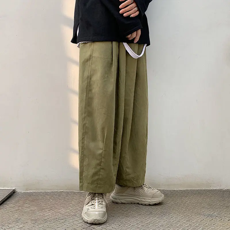 

Spring Autumn Wide-leg Pants Men's Fashion Solid Color Casual Pants Men Streetear Korean Loose Hip-hop Straight Pants Mens M-5XL