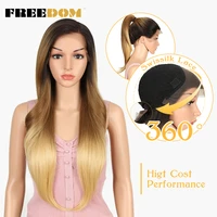 freedom synthetic wigs for black women heat resistant straight 613 orange blonde lace front wigs natural hairline cosplay hair