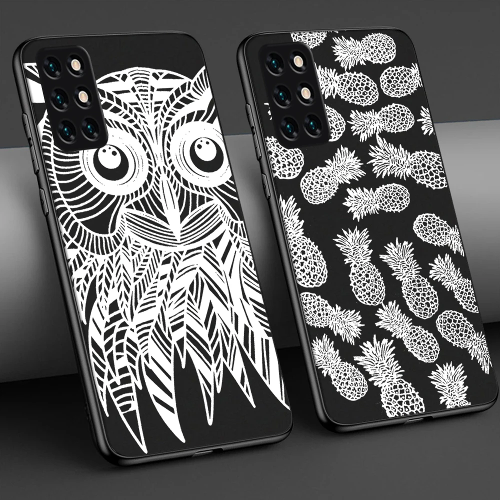 

Leaves Heart Case for Oneplus 9 9R 8 8T 7 7T 6 6T Pro Nord N10 N100 Phone Cases For 1+9 1+9R 1+8 1+7 1+6 Black TPU Cover Funda