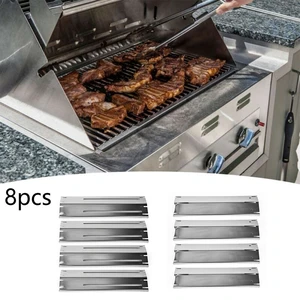 8pcs Adjustable Stainless Steel Heat Plate BBQ Gas Grill Replacement Kit Home Kitchen Tools Gadgets BBQ Tools Accessories