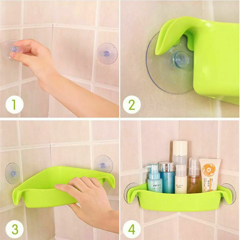 Новый присосочный держатель для хранения ванных принадлежностей, пластиковый угловой стеллаж, крепится на стену, полка для душа, горячий спрос.