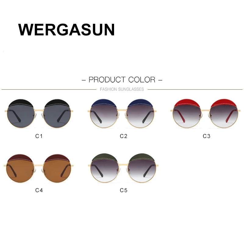 

WERGASUN Round Sunglasses Classic Vintage Women Sunglasses Luxury Brand Design Glasses Female Driving Eyewear Oculos De Sol