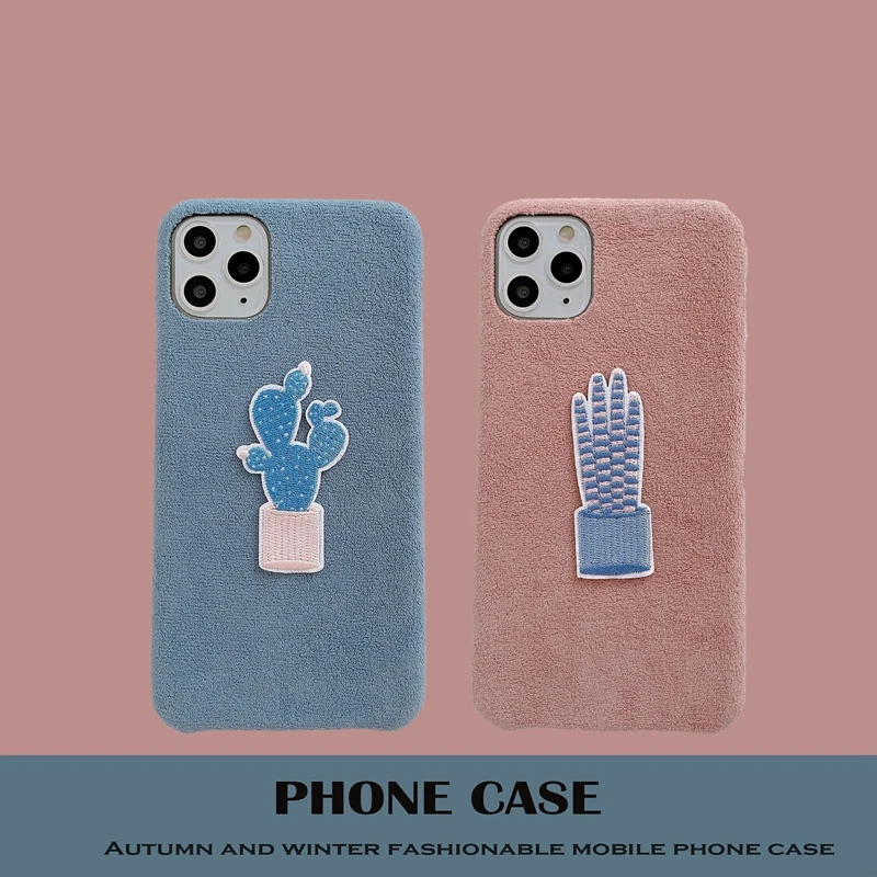 

Flannel Cactus Suitable for iPhone11Pro Case Silicone Protective Sleeve Anti-Fall Protective Shell Cute Phone Case