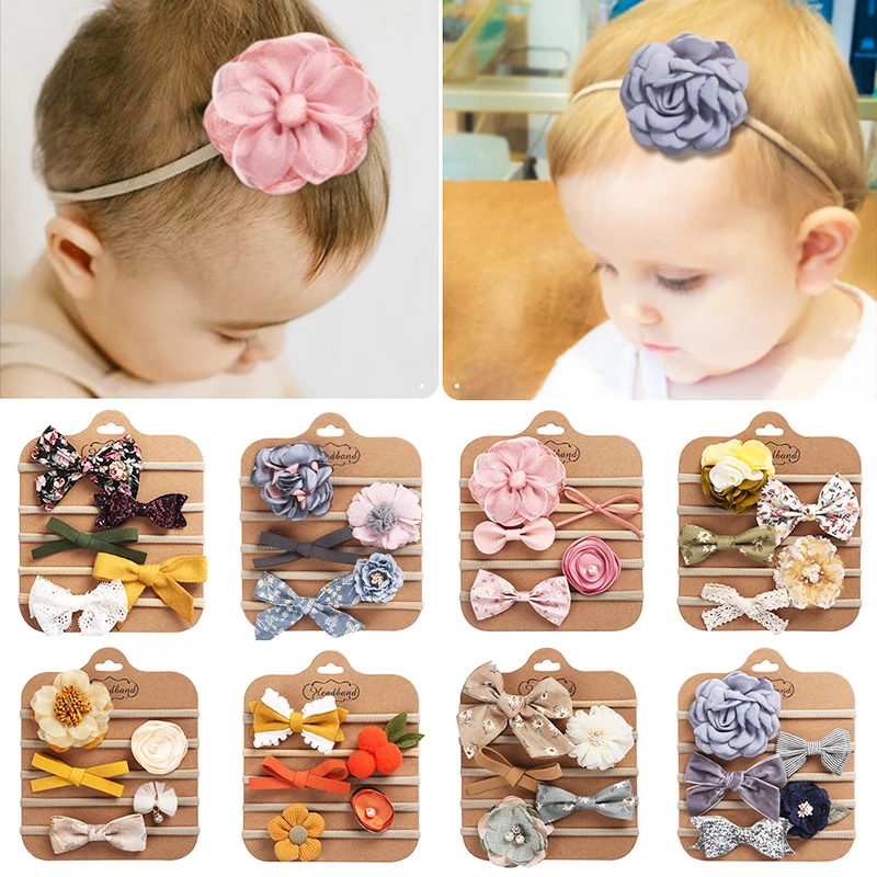 5PCS Baby Headband for Girls Head Band Flower Bow Accessories Kids Headwear Newborn Gift Toddler Hair Accressories | Детская одежда и