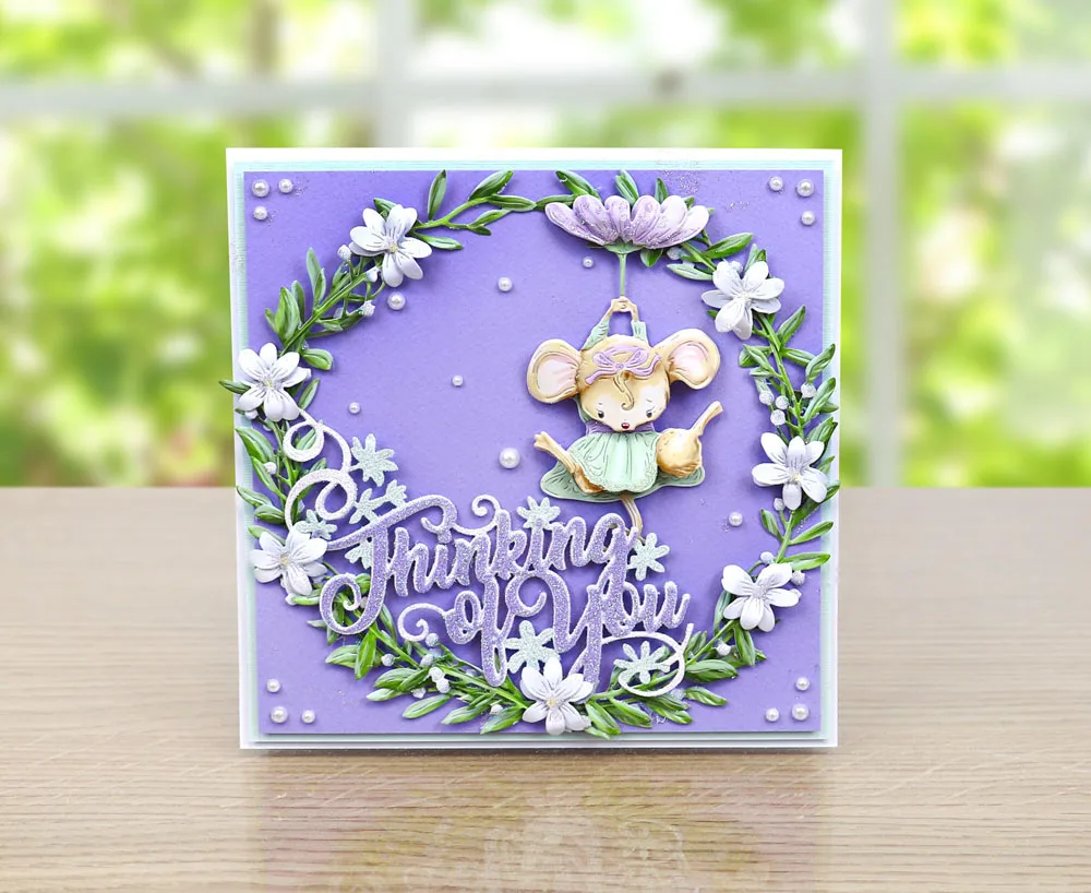 Милая мышь цветочный парашют металлические высечки и цветок для изготовления