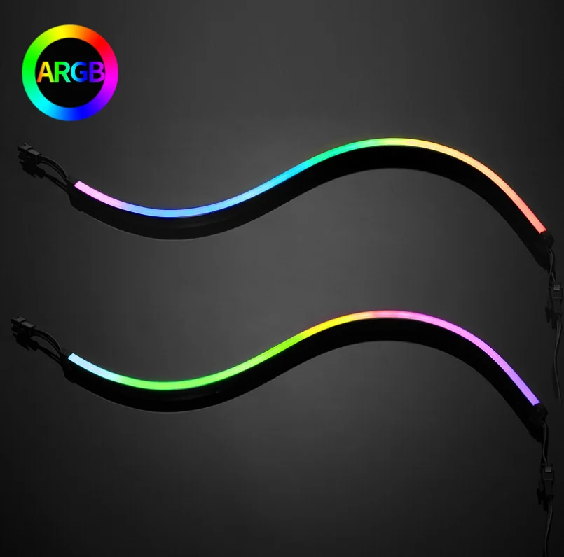 550mm Dream Color 5V Motherboard Addressable 3Pin Digital RGB LED Neon Light Strip Soft Flexible Mounting PC Backlight AURA SYNC | Лампы и