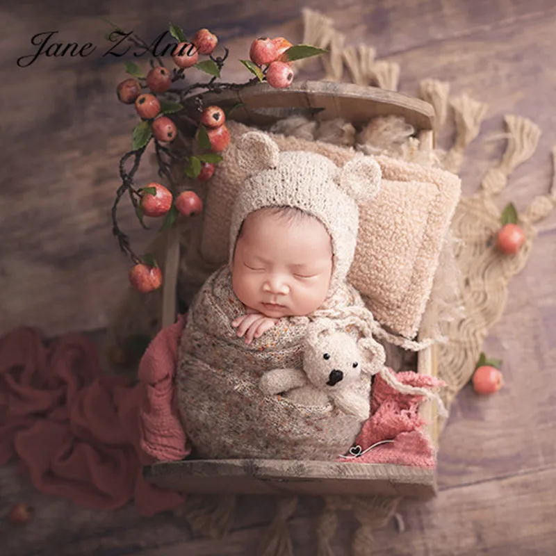 

Jane Z Ann Newborn photography props Bohemian style hand-woven linen mattress baby studio shooting accessories basket filler