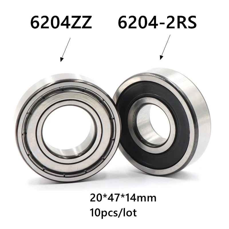 10 шт./лот 6204ZZ 6204-2RS экранированный шариковый подшипник с глубоким жёлобом 20*47*14 мм