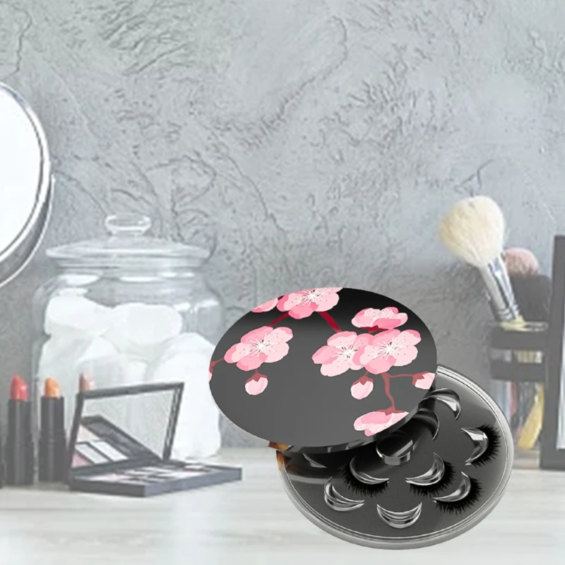 

T8DE 1 Set Round Eyelash Storage Box Epoxy Resin Mold with Lid Eyelashes Holder Display Case Casting Silicone Mould DIY Crafts