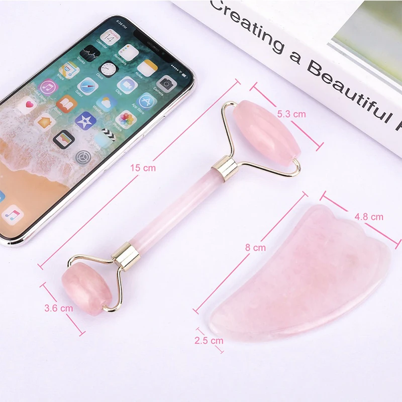 

Rose Quartz Massager Gouache Scraper for Face Jade Gua Sha Face Massager Face Lifting Guasha Stone Board For Facial Neck