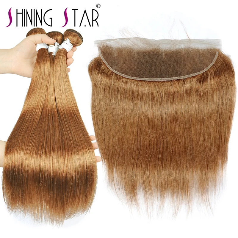 Сияющая Звезда #30 золотистые светлые бразильские прямые пучки волос с