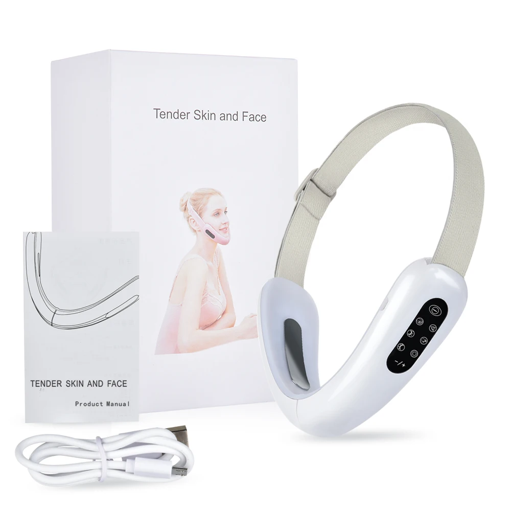 

Chin V-Line Up Lift Belt Machine Red Blue LED Photon Therapy Face Slimming Vibration Massager Facial Lifting Device V Face care