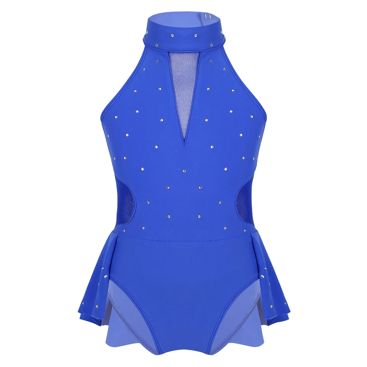 Kids Girls Gymnastic Leotard Shiny Glitter Mesh Splice Ballet Dance Dress for Modern Contemporary Ballroom Stage Performance