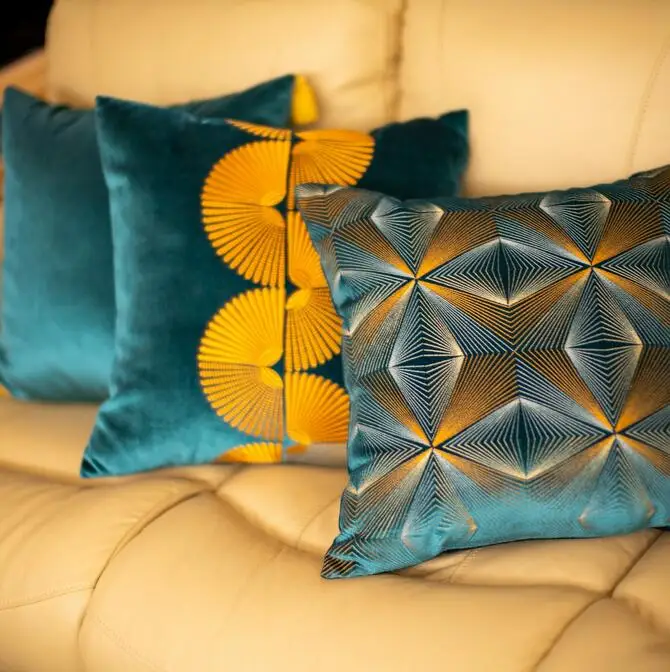 

Роскошная бархатная наволочка с вышивкой в скандинавском стиле, европейская наволочка для подушки, Золотая наволочка, геометрический Декор для дома, диванная подушка