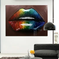 sexy colorful lips wall art canvas painting liquid mouth posters and prints abstract modern art picture living room home decor