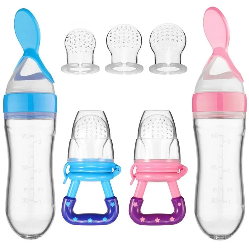 

Nipple Toddler Baby Silicone Rice Cereal Bottle Squeeze Spoon Feeder Feeding Accessories Utensils For Newborn Cutlery Bottle