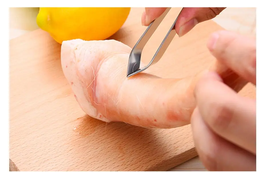 Omife Stainless Steel Fish Bone Tweezers Remover Salmon Fishing Bones Knife Pincer Puller Tongs Pick-Up Seafood Tool Crackers