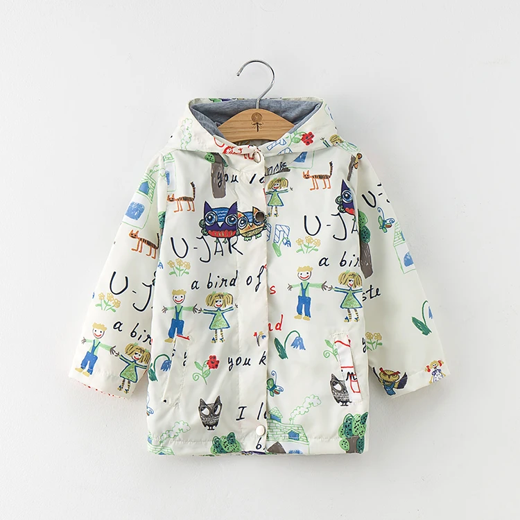 

Melario Girls Coats & Jackets Kids Spring Brand Children Clothes Bird&Flowers Print Hooded Outerwear Long Sleeve Hooded Jacket