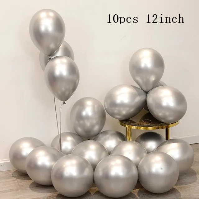 10pcs metal silver Счастливый 100 дней для девочек или мальчиков, Фольга шарики, День подарков будущей матери украшения металлическое серебристое латексные шары Корона декор для вечеринки в честь Дня рождения поставки - Цвет: 10pcs metal silver
