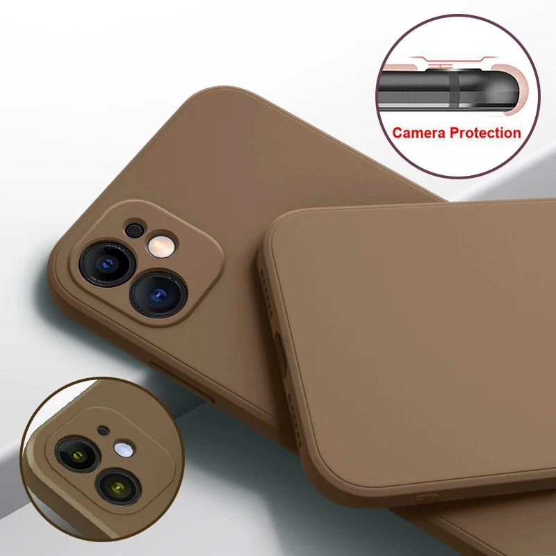 

ASM Original Square Liquid Silicone Phone Case For iPhone 12 11 Pro Max Mini XS XR X 8 7 Plus SE 2020 Soft Thin Back Cover funda