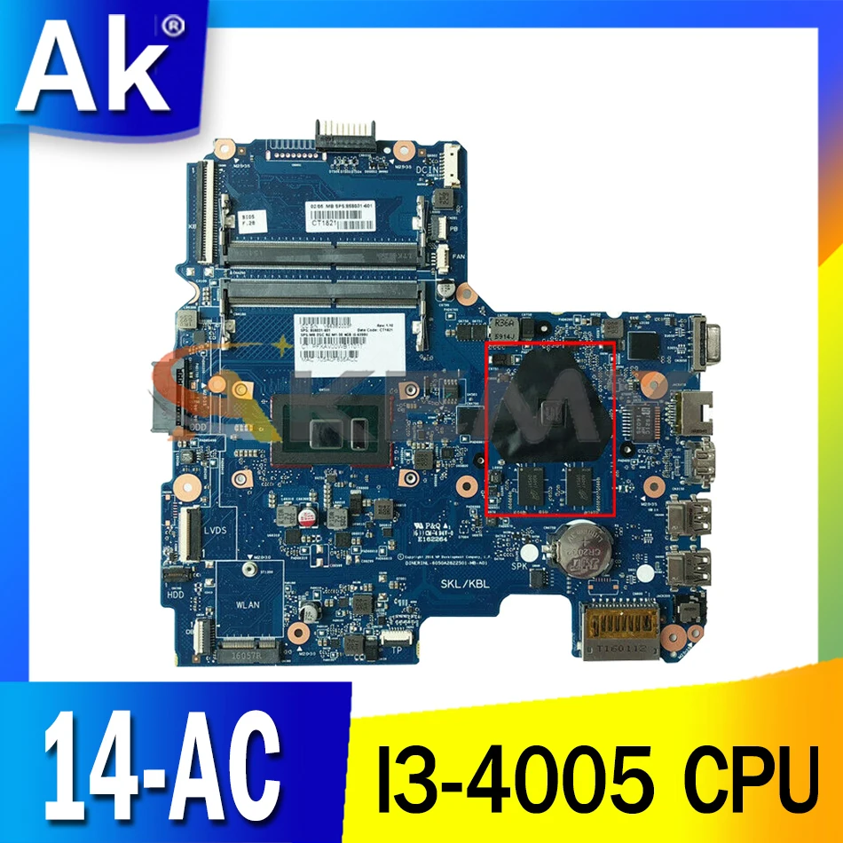 

814045-501 814045-001 для HP Pavilion 14-AC I3-4005 материнская плата для ноутбука 6050A2730001-MB-A01 SR1EK 216-0867030 материнская плата для ноутбука