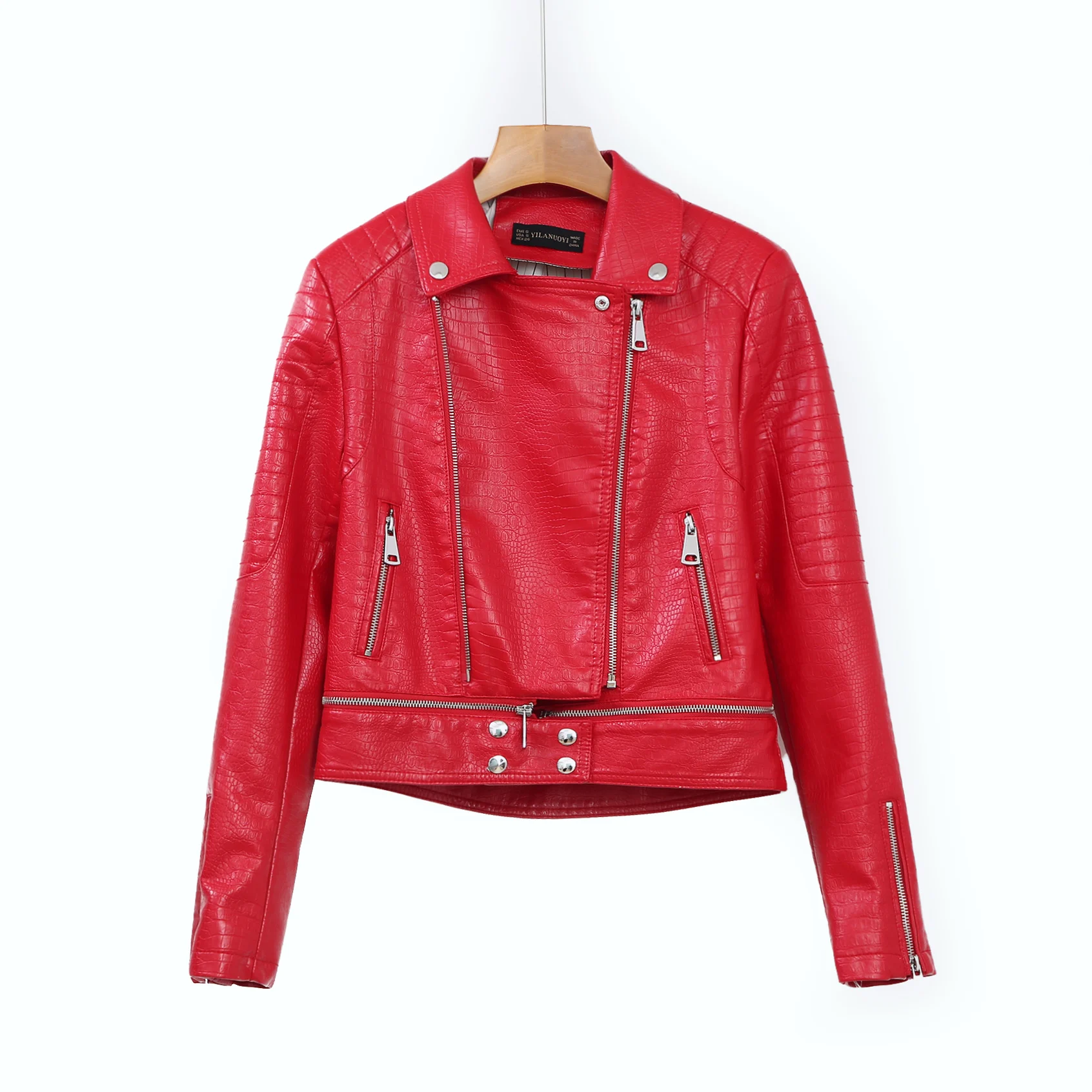 Hot New Fashion Women Motorcycle PU Leather Jackets Female Autumn Short Epaulet Zippers Coat Black Beige Red Outwear | Женская одежда