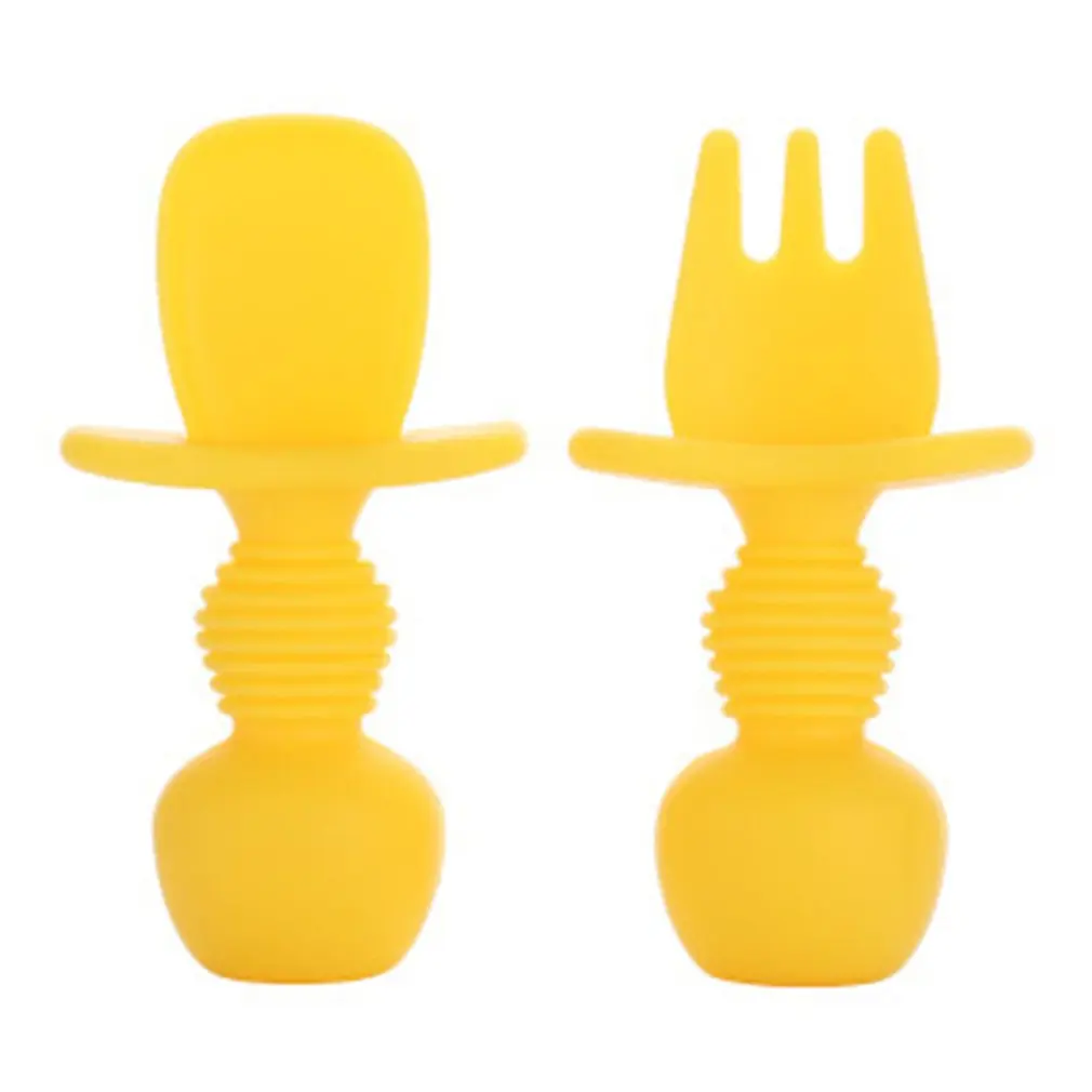 

Детская обучающая ложка для обучения еде, безопасный материал, ложка для кормления пищевых продуктов, легкая в уходе силиконовая посуда