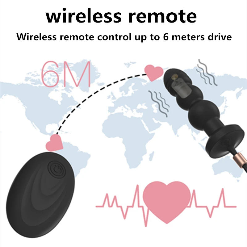 Беспроводной пульт дистанционного управления Анальная пробка дилдо с бусинами