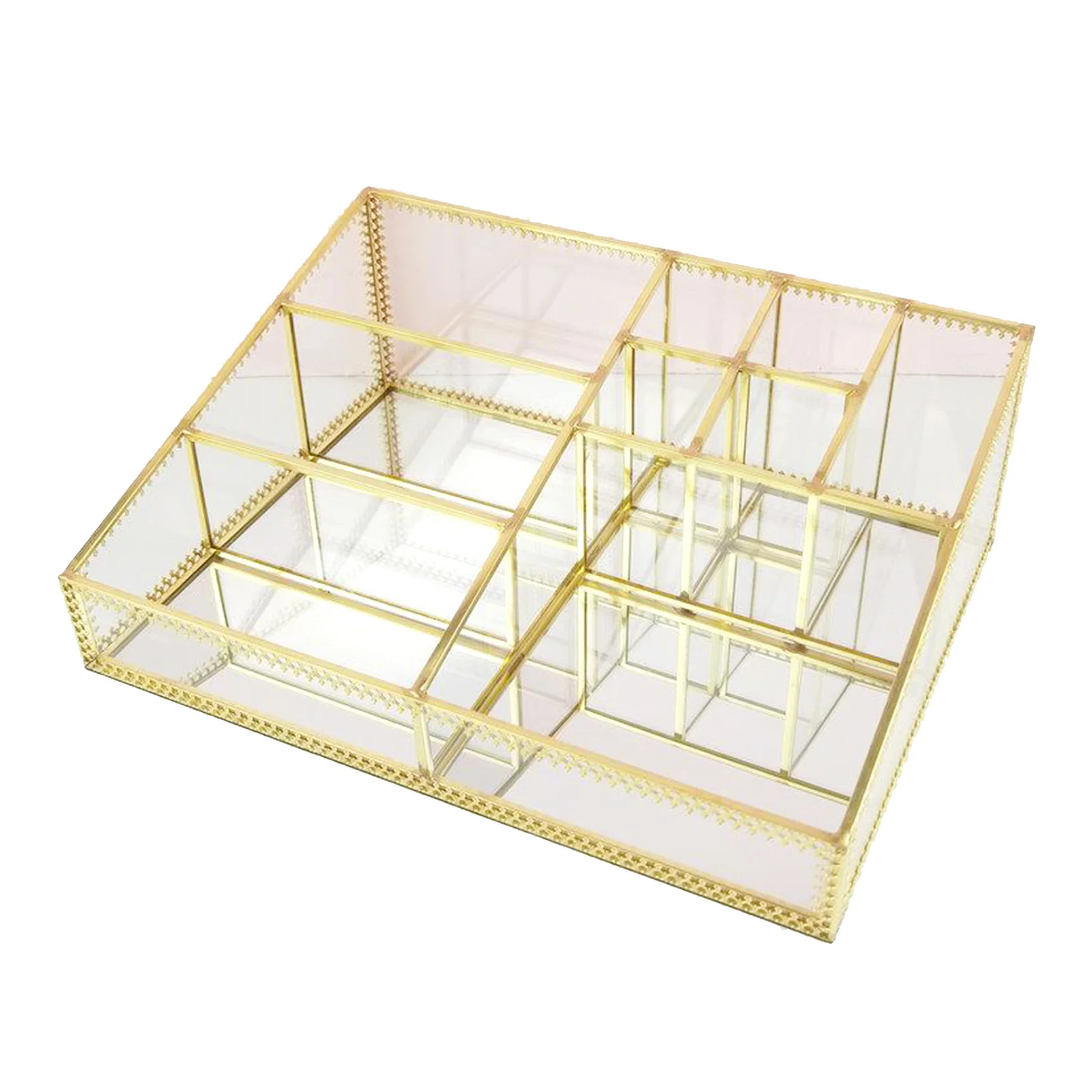 

Cosmetics Display Jewelry Box Glass Holder 9 Slots Makeup Organizer
