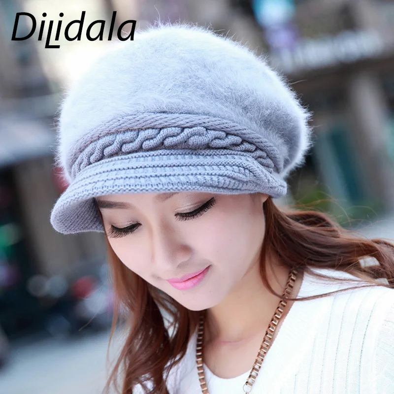 Dilidala женский берет Осень-зима женские вязаные шапки плюс бархат корейский