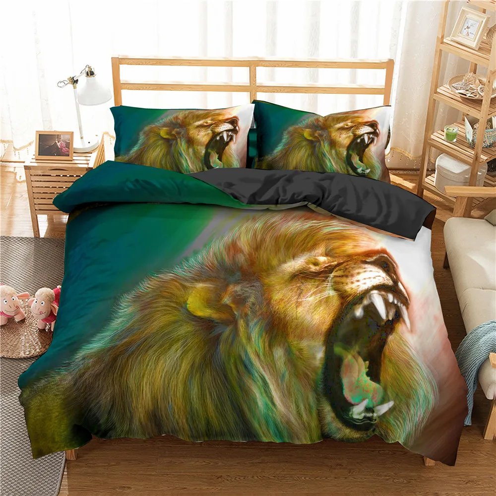

2021 3D Lion King Luxury Bedding Sets with Pillowcases Bed Linens set Comforter Bedding Sets Quilt / Duvet Cover Set 2/3 pcs