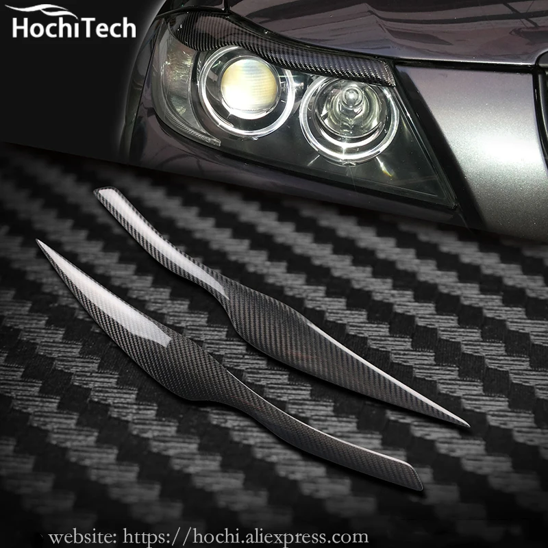 100% Настоящее углеродное волокно фары Брови Веки для 2005 2011 BMW E90 E91 4DR|Наклейки на