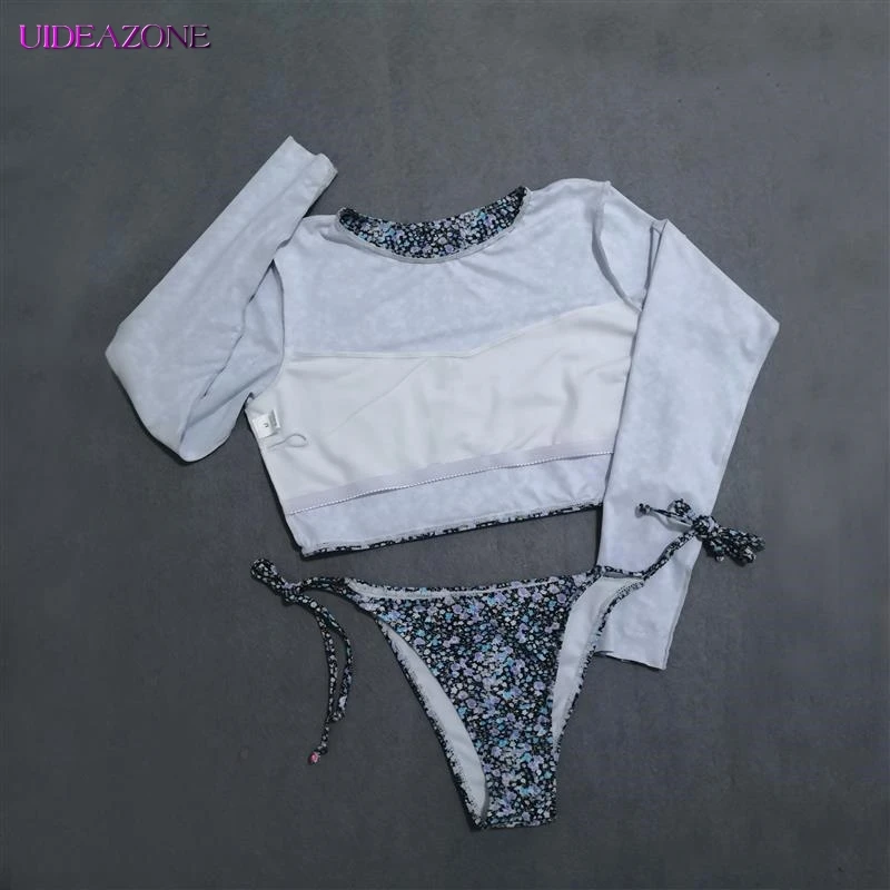 Женские Купальники с круглым вырезом и длинным рукавом укороченные топы