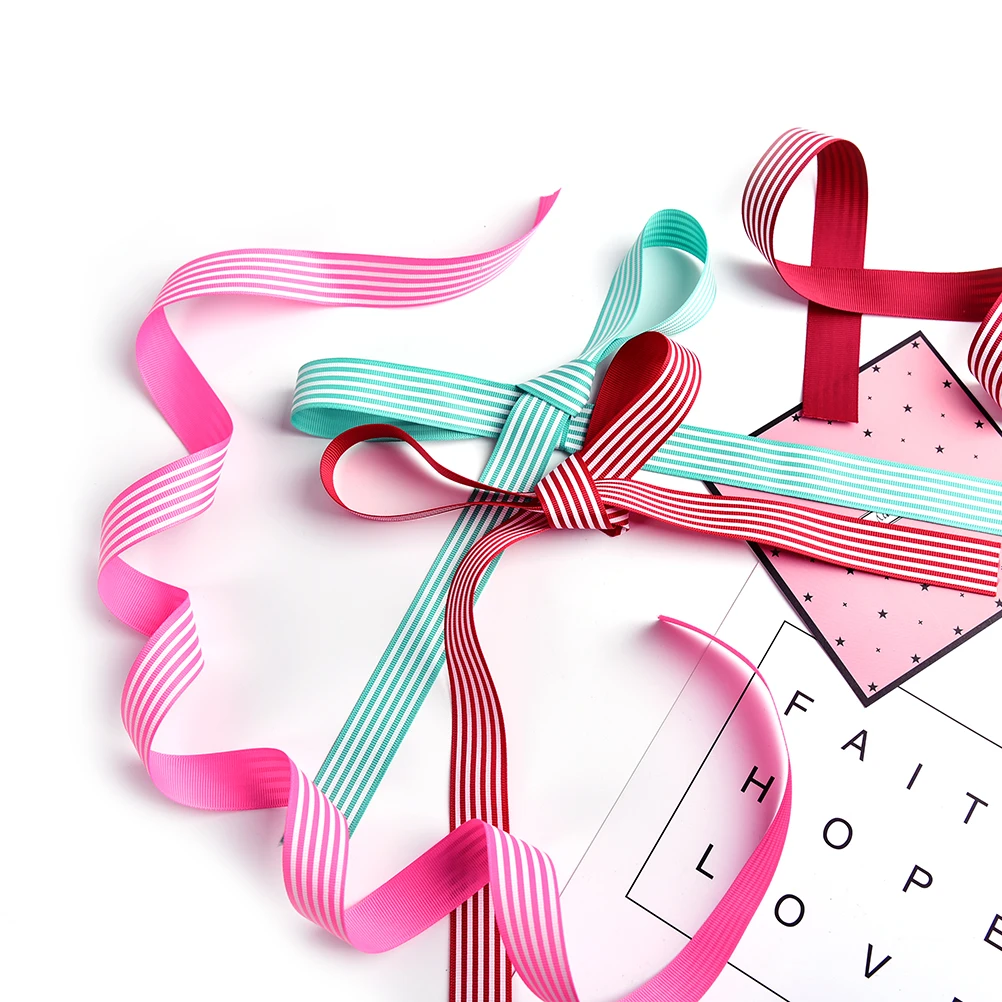 1 ''(25 мм) DIY мульти Цвет и белые полосы Grosgrain ленты печатные подарок Обёрточная