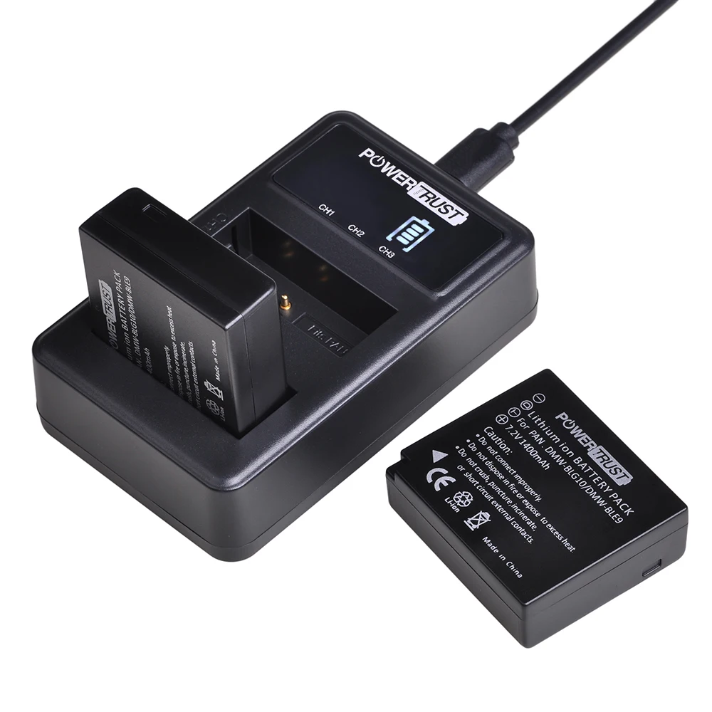 Зарядное устройство с двумя USB светодиодами для Panasonic LUMIX GF5 GF6 GX7 LX100 GX80 GX85 2 шт. DMW-BLG10