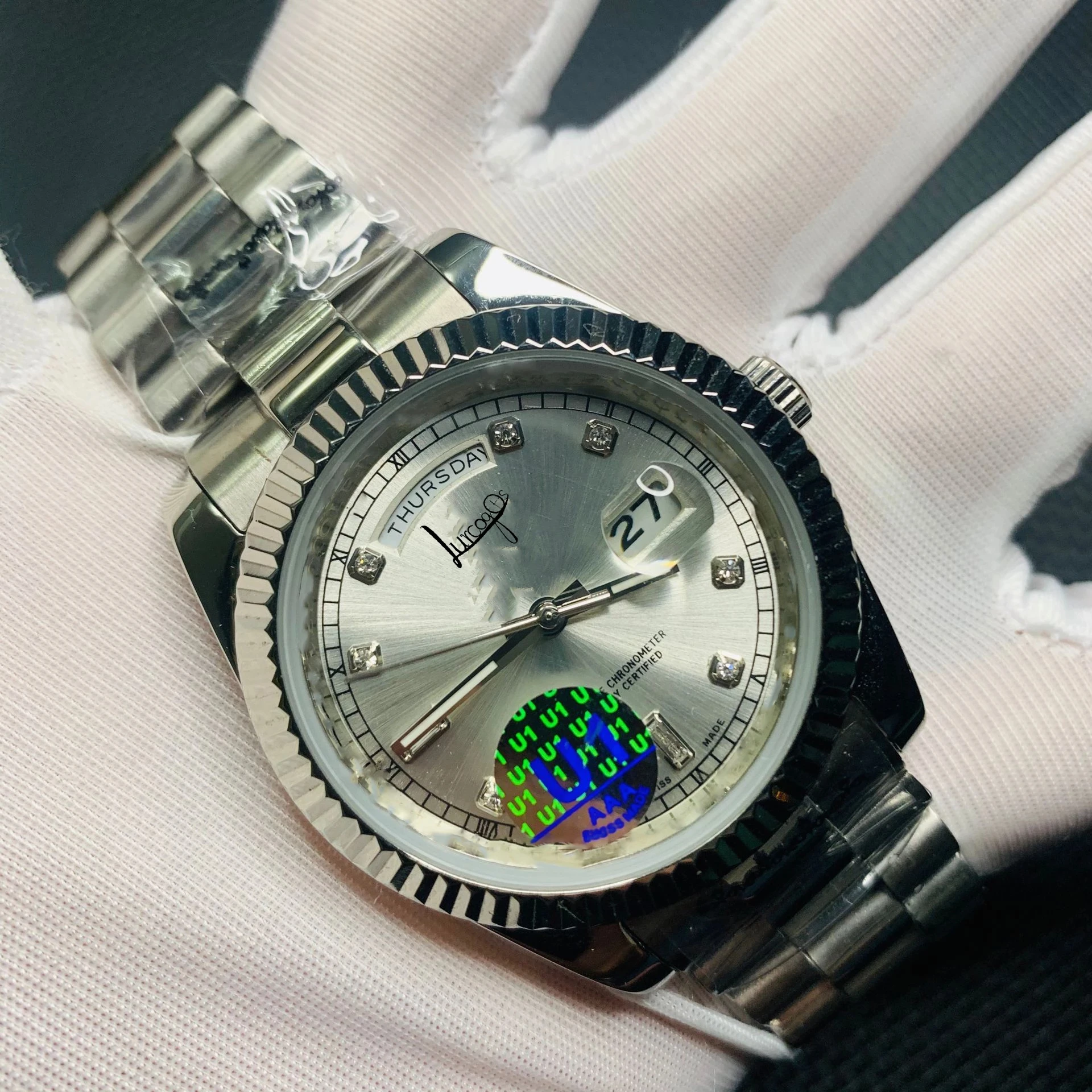 

2020aaa new Limited sale Luxury Brand silver watch Men automatic mechanical sweeping movement luxury Watches Black dial day date