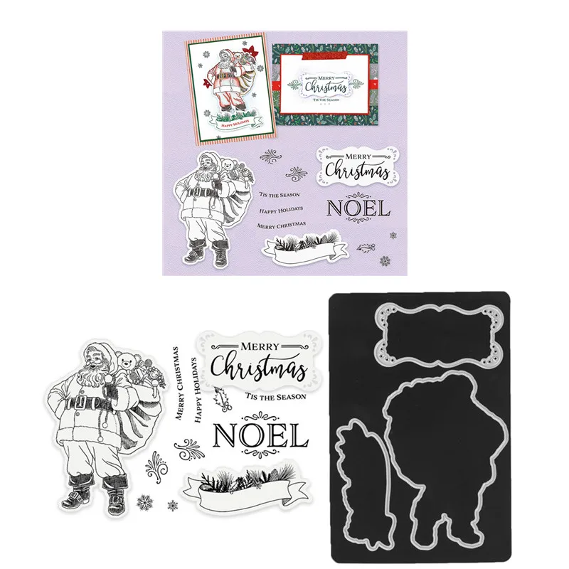 

Santa Claus Metal Cutting Dies And Clear Stamps For Scrapbooking DIY Card Stencil Paper Cards Handmade Album 2021 New Arrival