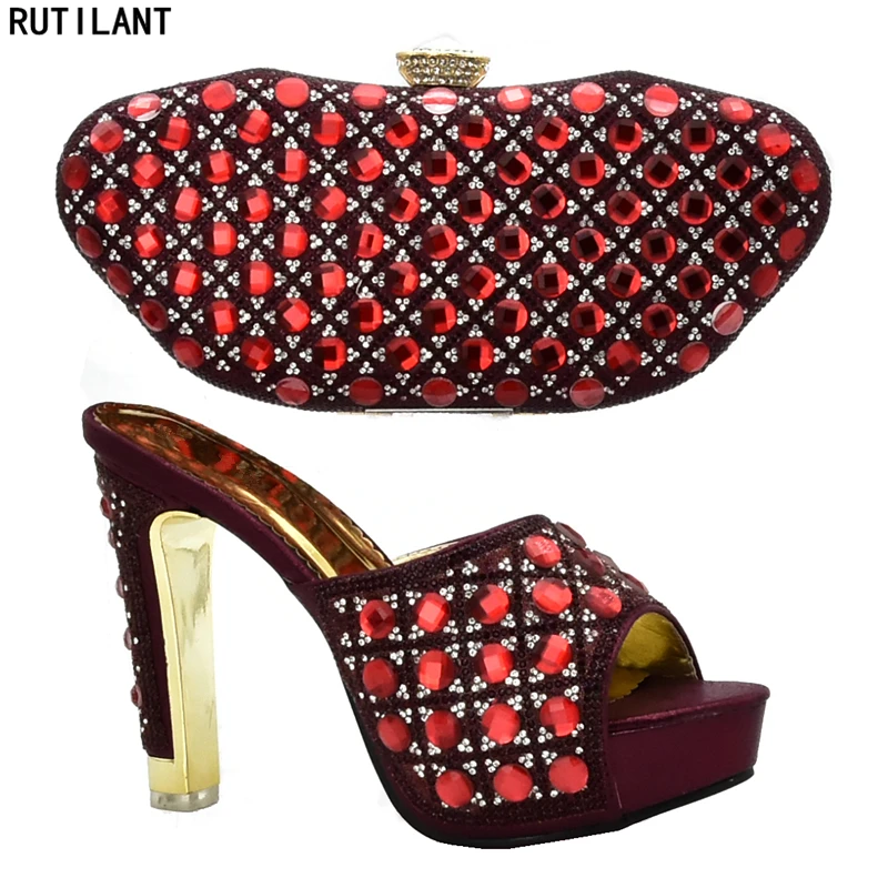 Распродажа комплект из женских туфель и сумочки со стразами итальянских