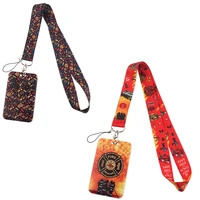 fd0609 brave firefighters neck strap lanyards keychain holder id card pass hang rope lariat lanyard birthday gifts