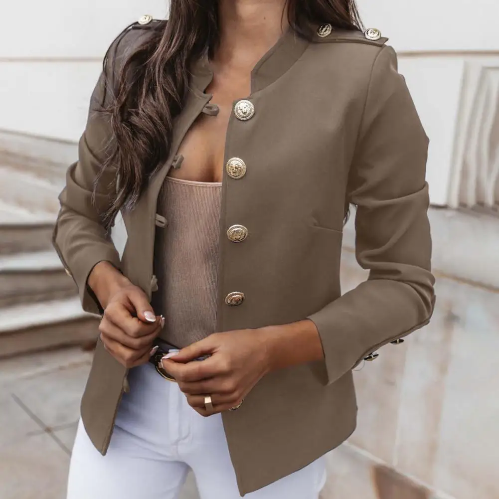 

Women's Tracksuit Office Lady Blazer Solid Color Single Breasted Autumn Winter Elegant Slim-fitting Suits CoatS for Daily Wear
