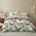 Oentyo 3D комплекты постельного белья леопардовой расцветки черный Стёганое одеяло крышка комплект Покрывало наволочки) Queen 180x210 детские брюки с тигровым анимальным принтом